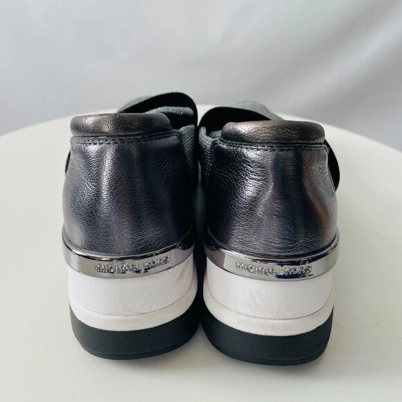 Michael Kors Womens Silver Felix Metallic Textile Leather Trainer Sneakers Sz 9M - Picture 4 of 11